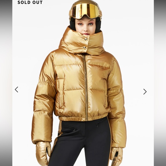 Goldbergh Oceane Ski Jacket Gold Ski Jacket Metallic Down 42 / 12 - Picture 1 of 16